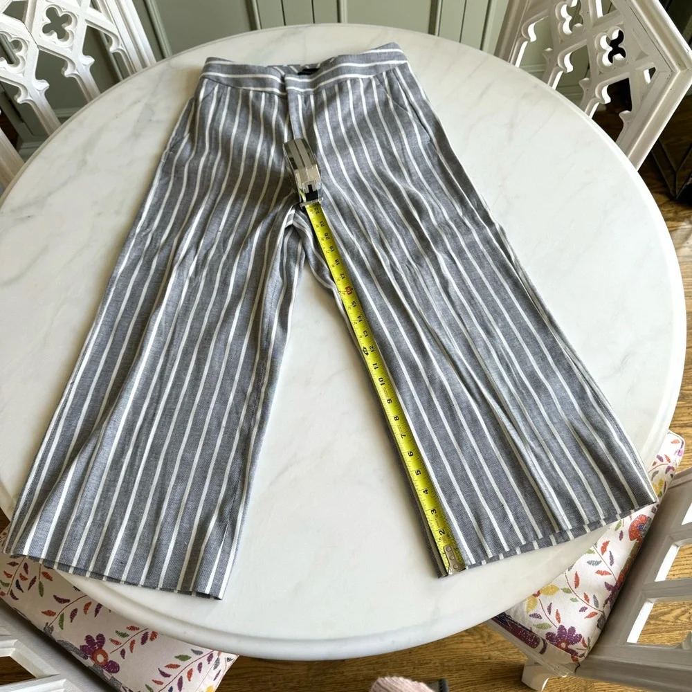 Banana Republic High Rise Wide Leg Linen Cotton Pant Striped Sz 2S